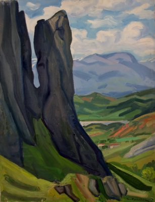 Metéora Rocks — Oil painting, Canvas, 50.00×65.00cm — Theodoros Markellos
